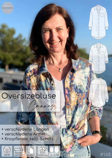 Bluse Damen – eBook Schnittmuster Gr. 32-54 – Cannes #148