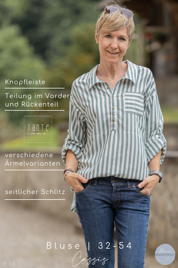 Oversizebluse – eBook Schnittmuster Gr. 32-54 – Cassis #147