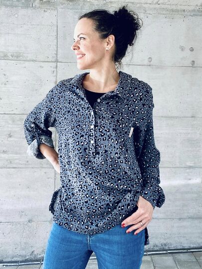 Oversizebluse – eBook Schnittmuster Gr. 32-54 – Cassis #147