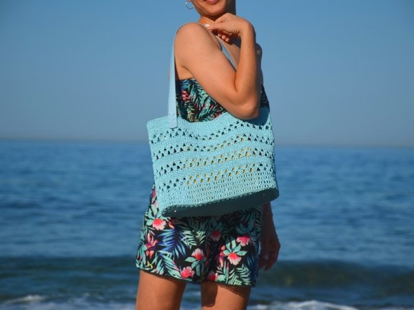 Crochet Tote Bag Pattern Reusable Grocery Bag, Tote Bag Crochet Pattern PDF  Aesthetic Bag, Large Crochet Beach Bag 