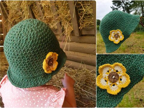 Häkelanleitung für Sommerhut ,,Solskinn" alle Größen
