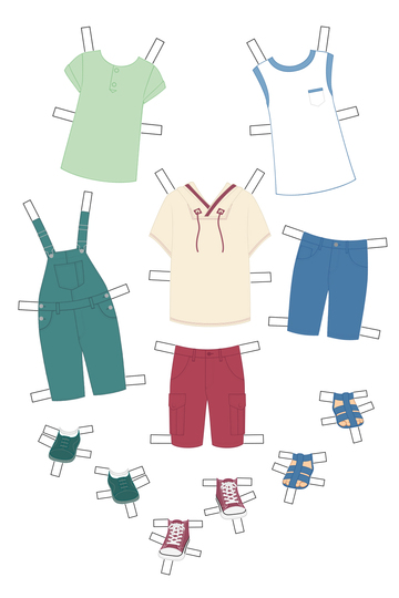 Sommerkleidung für Papierpuppenjungen – Bastelanleitung und Druckvorlagen