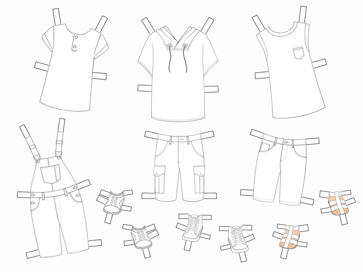 Sommerkleidung für Papierpuppenjungen – Bastelanleitung und Druckvorlagen