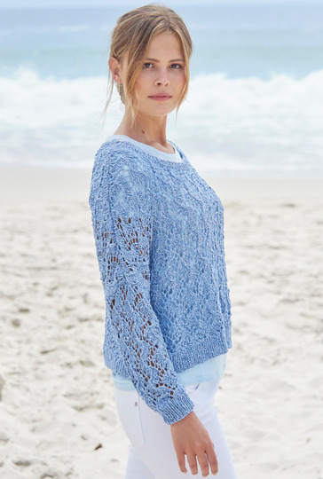 Ajourmusterpulli in Hellblau