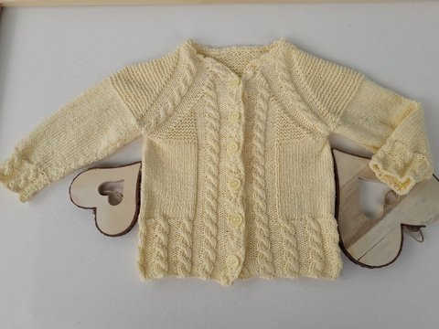 Strickanleitung Babyjacke, Größe 68-74, deutsche PDF-Datei, mit Zopfmuster