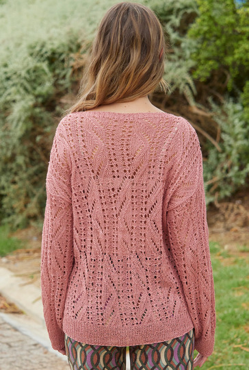 Rosenholzfarbener Pulli mit Ajourmuster