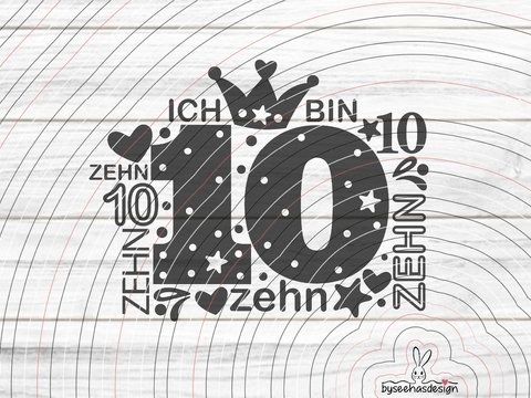 Zahl Zehn Plotterdatei SVG DXF