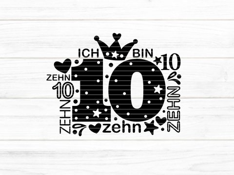 Zahl Zehn Plotterdatei SVG DXF FCM
