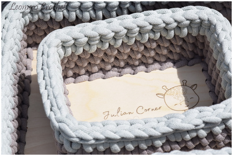 + JULIAN + Geschenkkorb Set häkeln, Häkelkörbe rechteckig mit erhöhten Rand