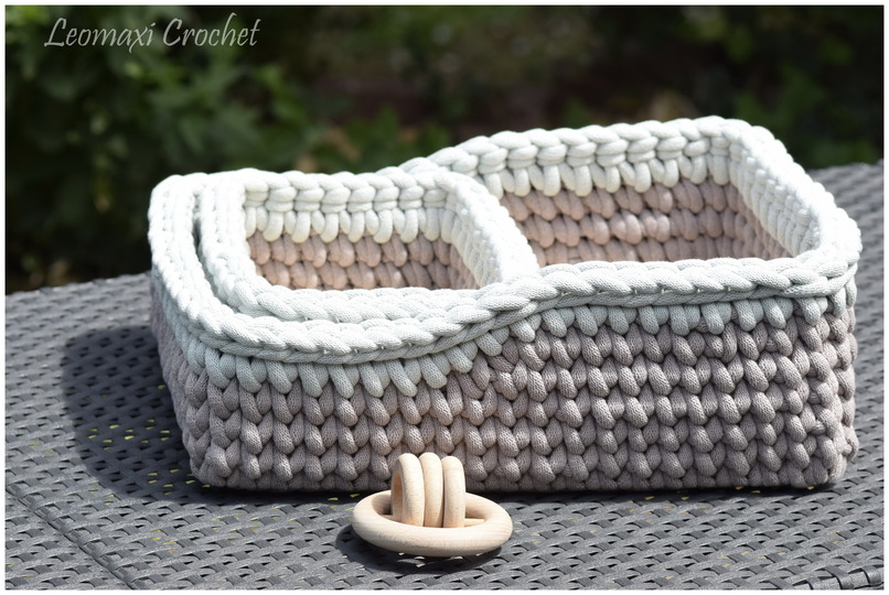 + JULIAN + Geschenkkorb Set häkeln, Häkelkörbe rechteckig mit erhöhten Rand