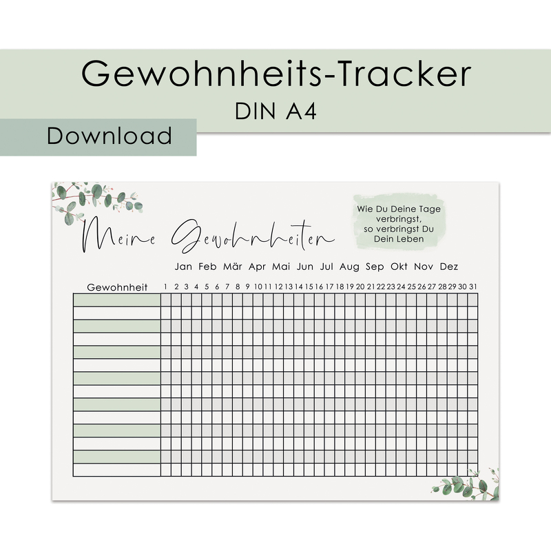 GEWOHNHEITEN Gewohnheitstracker PDF Download Gewohnheiten Vorlage