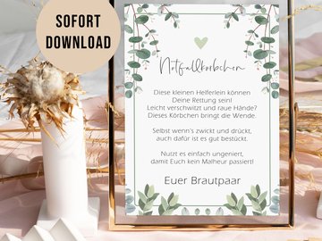 Notfallkörbchen Schild Hochzeit DIGITALE DATEI Schild Hochzeit DIN A5
