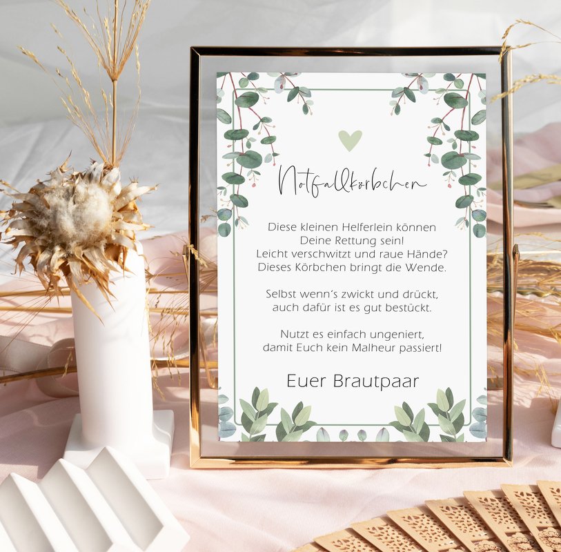 Notfallkörbchen Schild Hochzeit DIGITALE DATEI Schild Hochzeit DIN A5 - Bild 3