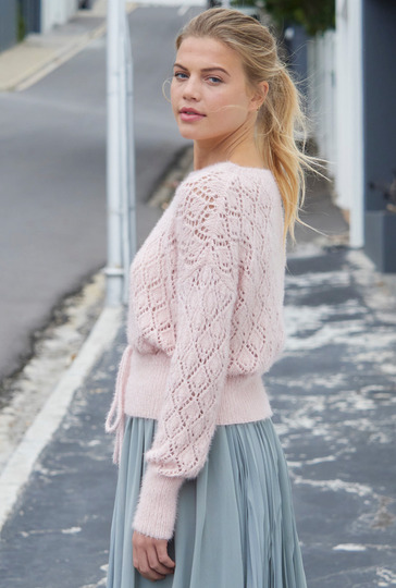 Pullover mit Ajourmuster in Rosa