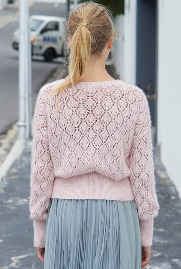 Pullover mit Ajourmuster in Rosa