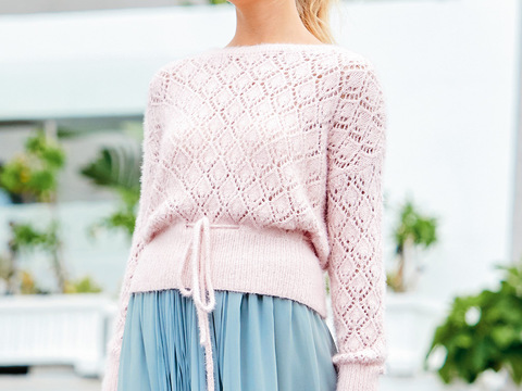 Pullover mit Ajourmuster in Rosa