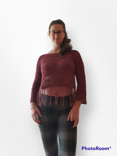 My Love - Boho Pullover mit Trompetenärmeln und Fransen