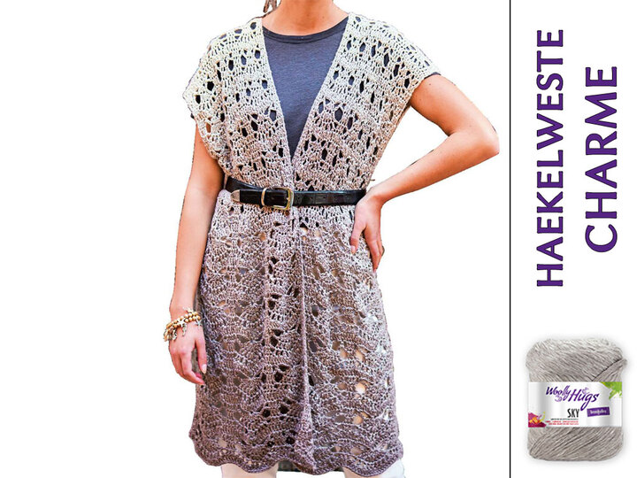 Häkelweste mit Farbverlauf in Grau