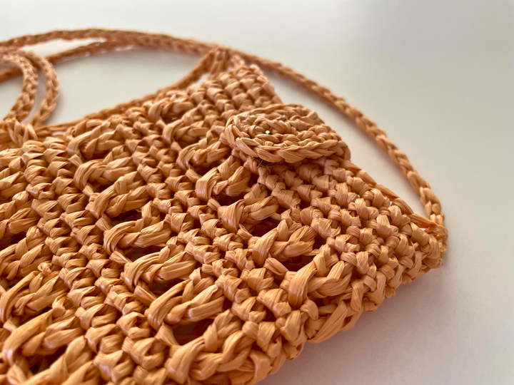 Crochet raffia crossbody phone bag pattern, mobile sleeve