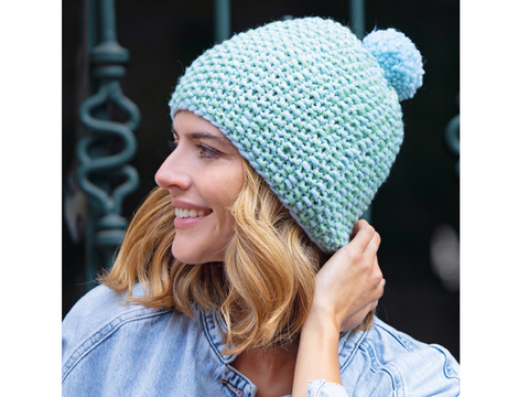 Mütze im Perlenmuster mit Melange-Effekt Strickanleitung // PDF-Anleitung