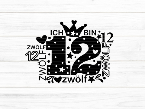Zahl Zwölf Plotterdatei SVG DXF FCM