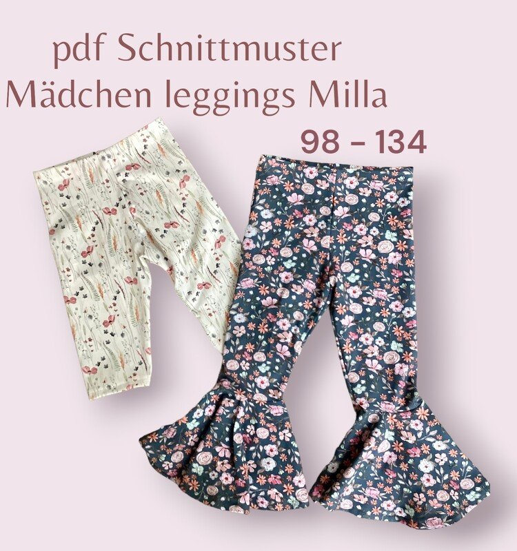 Mädchen Leggings mit Schlag, Retro Style Mädchen Leggings, Gr. 98 - 134