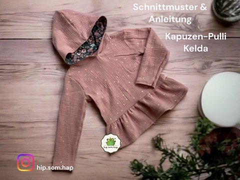 Kapuzen Pulllover mit Rüsche, Kapuzenpulli für Mädchen, Hoodie Gr. 98 - 134