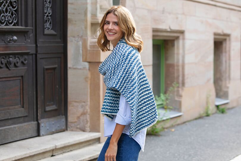 Mehrfarbiger Unisex-Schal im Perlmuster Strickanleitung // PDF-Anleitung