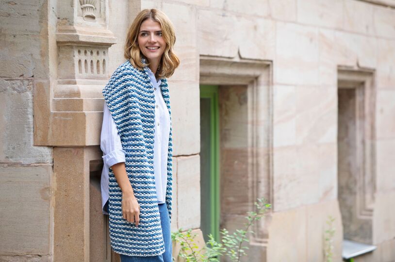 Mehrfarbiger Unisex-Schal im Perlmuster Strickanleitung // PDF-Anleitung