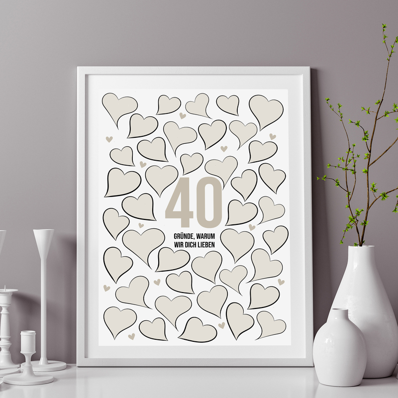 Poster 40 GRÜNDE warum wir Dich lieben Geschenk 40. Geburtstag