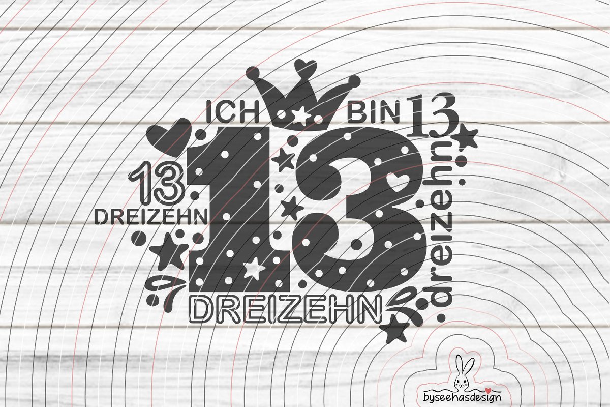 Zahl Dreizehn Plotterdatei SVG DXF - Bild 2
