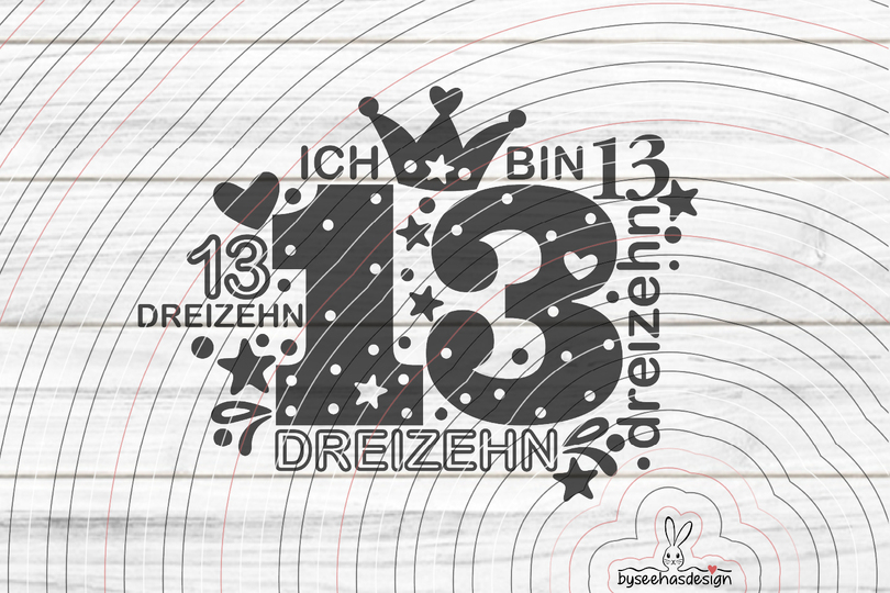 Zahl Dreizehn Plotterdatei SVG DXF