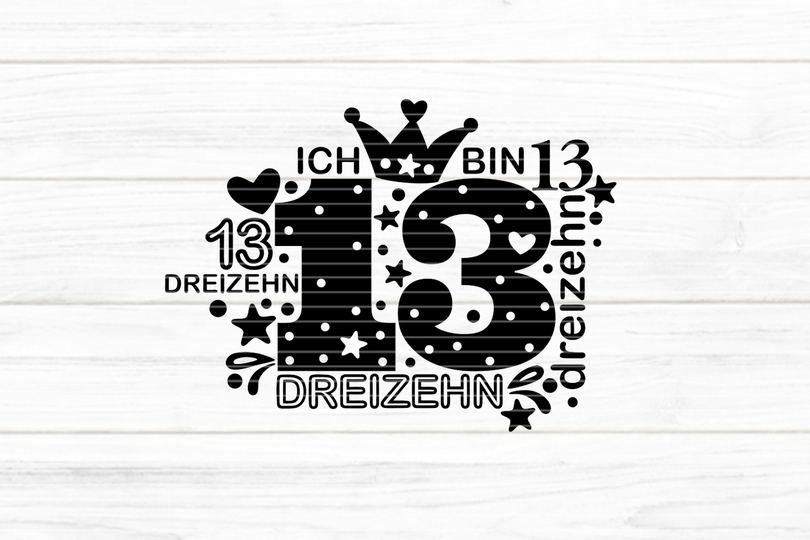 Zahl Dreizehn Plotterdatei SVG DXF FCM