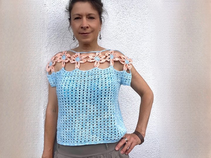 Summer Of Love POWER FLOWER TOP – 5 Größen – Häkelanleitung