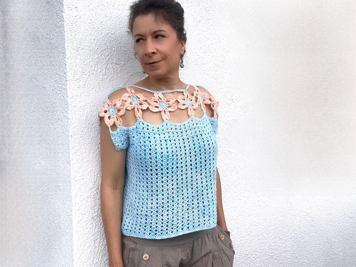 Summer Of Love POWER FLOWER TOP – 5 Größen – Häkelanleitung