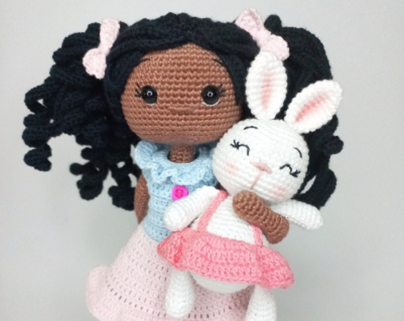 Crochet pattern doll Amigurumi doll Olivia and bunny Lulu pattern English