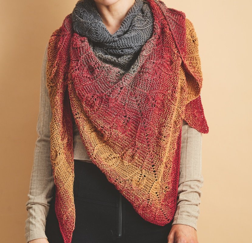 Tuch Blätterranken ab oberer Halsmitte gestrickt - Bild 5