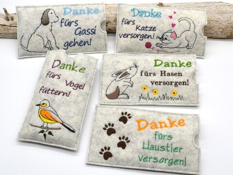 Stickdatei Schokohülle Danke Haustiere versorgen