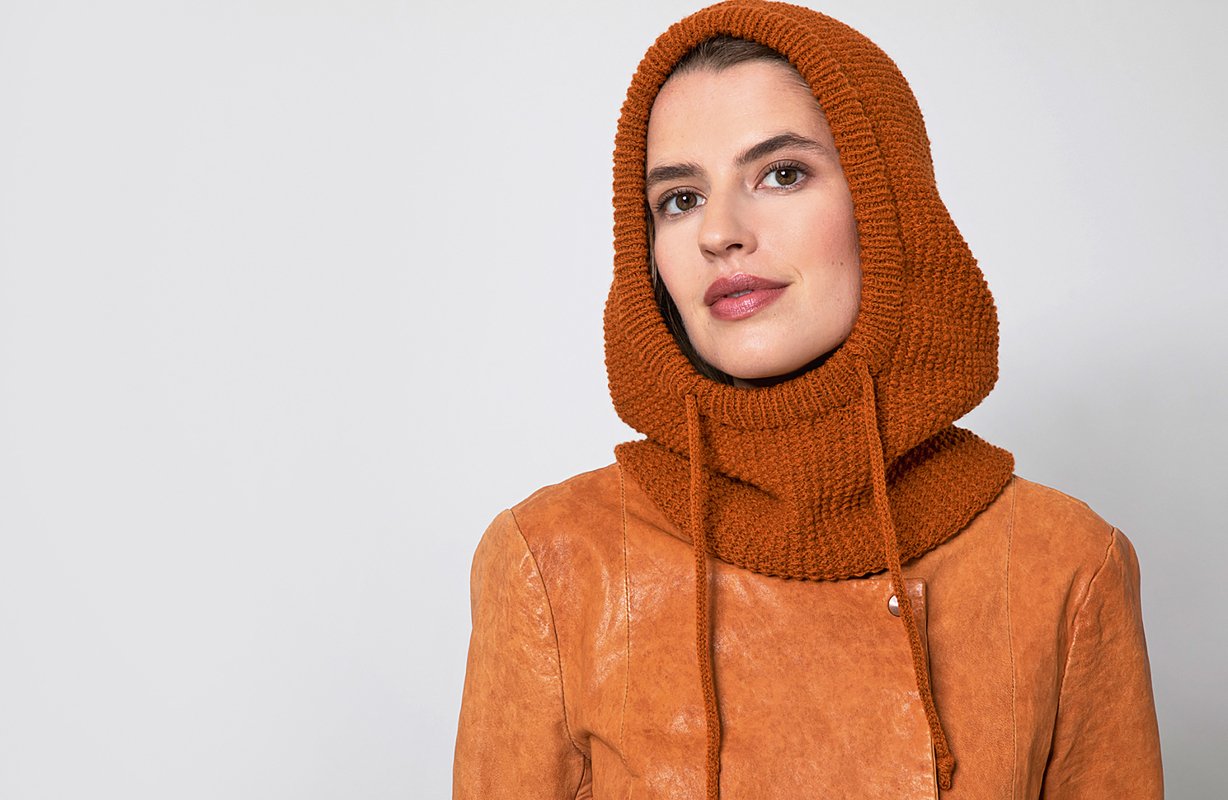 Balaclava-Mütze "Structure" in Cognac mit Bändern Strickanleitung // PDF - Bild 3