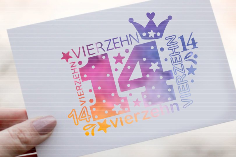 Zahl Vierzehn Plotterdatei SVG DXF