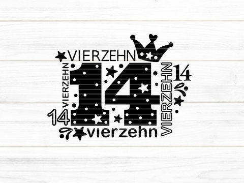 Zahl Vierzehn Plotterdatei SVG DXF FCM