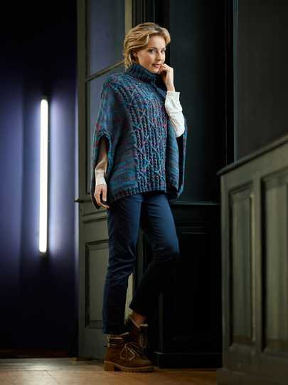 Laos Poncho mit Flecht-Zopfmuster