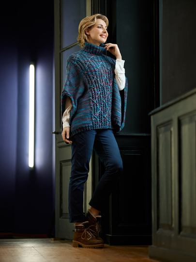 Laos Poncho mit Flecht-Zopfmuster