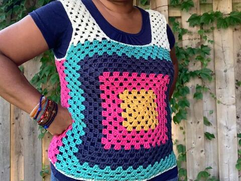 Crochet Granny Square Vest for beginners, unisex vest, easy crochet