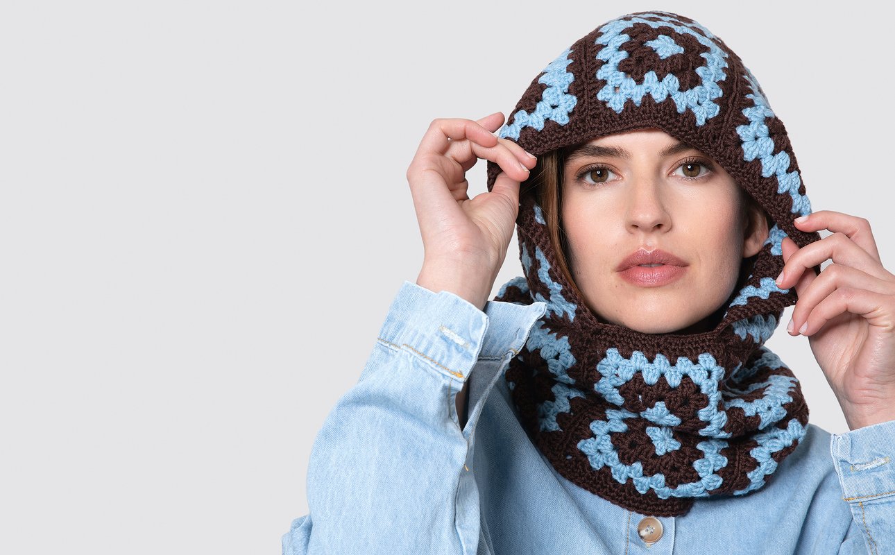 Balaclava / Kapuzenmütze "Grandma" im Granny-Muster Häkelanleitung // PDF