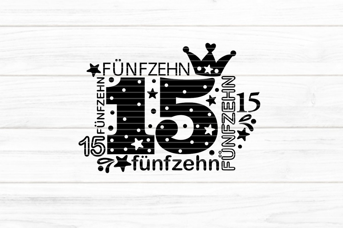 Zahl Fünfzehn Plotterdatei SVG DXF FCM