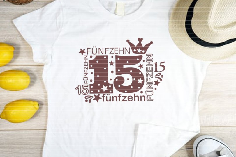 Zahl Fünfzehn Plotterdatei SVG DXF