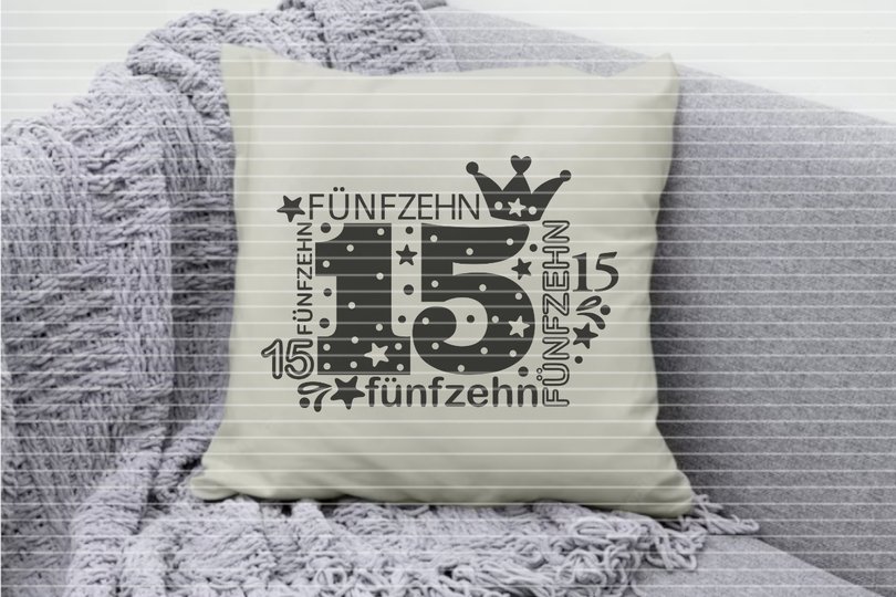 Zahl Fünfzehn Plotterdatei SVG DXF