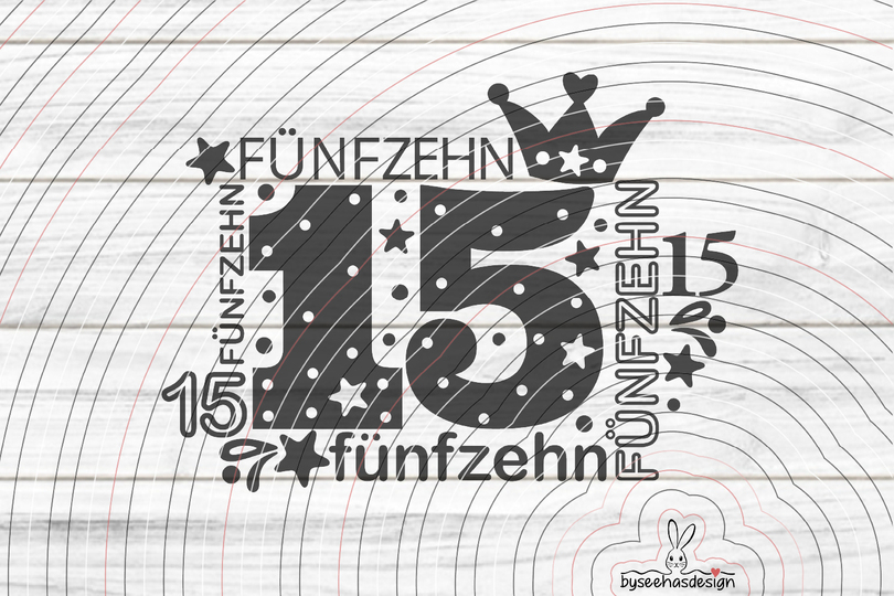 Zahl Fünfzehn Plotterdatei SVG DXF