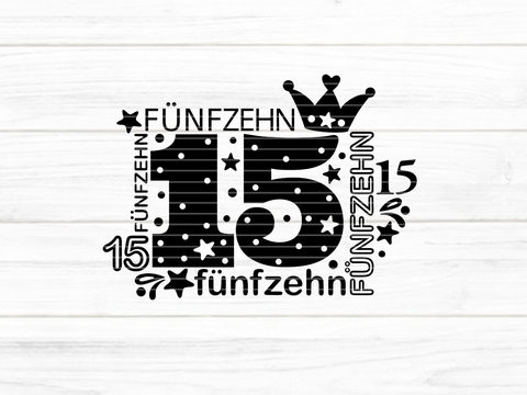 Zahl Fünfzehn Plotterdatei SVG DXF FCM